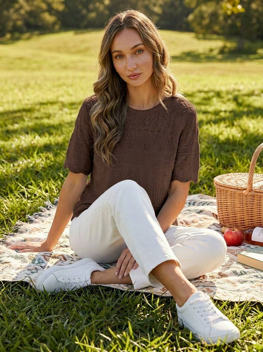 Cotton Crochet Casual Knitted Sweater