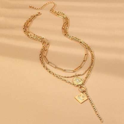 Multi Layer Celestial Moon Charm Necklace