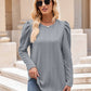 Cable Knit Puff Shoulder Top