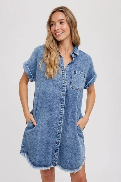 Looses Denim Cardigan Dress - Southern Sassy Boutique
