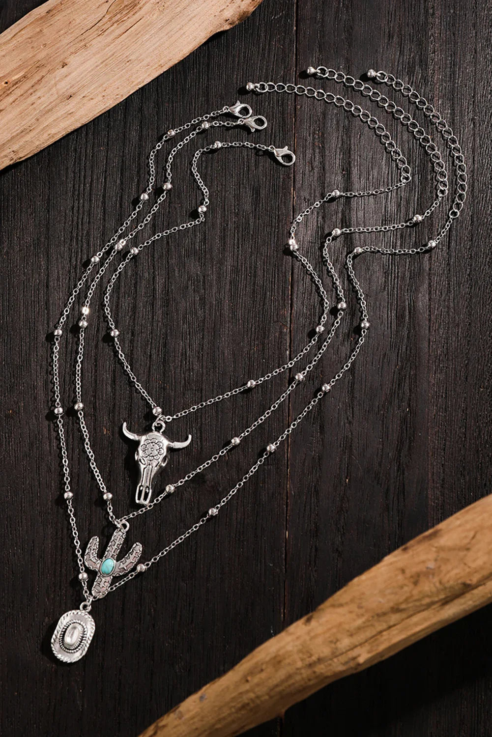 Western Steer Cactus Pendant Adjustable Necklac Set - Southern Sassy Boutique