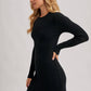 RIBBED KNIT LONG SLEEVE SWEATER DRESS