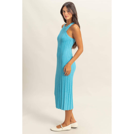 Round Neck Bodycon Ribbed Knit Dress