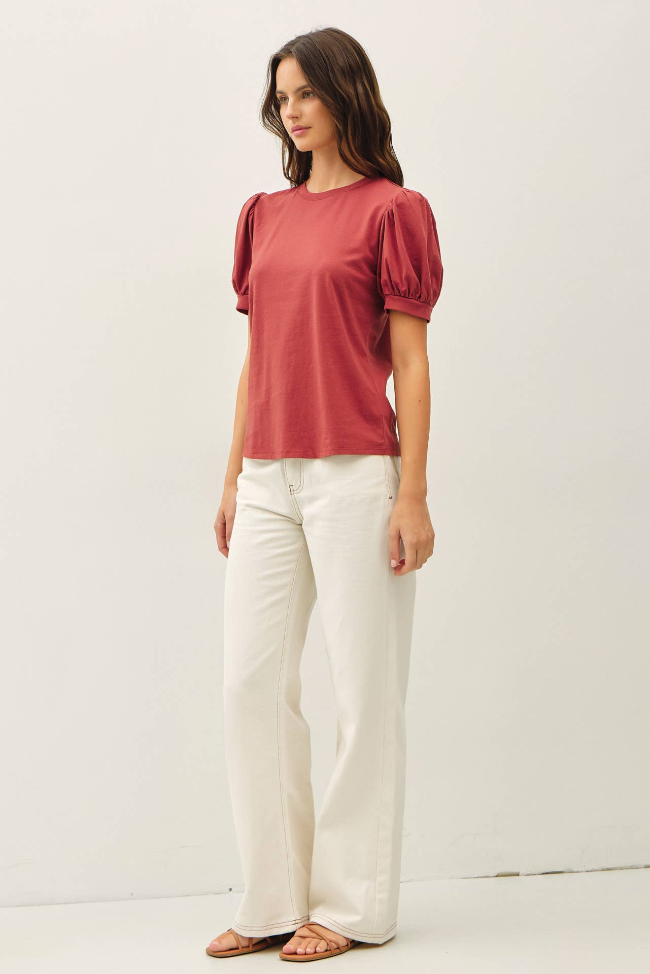 COTTON JERSEY PUFF SLEEVE T-SHIRTS