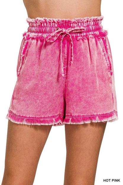Mineral Washed Short Pants w/ Pockets