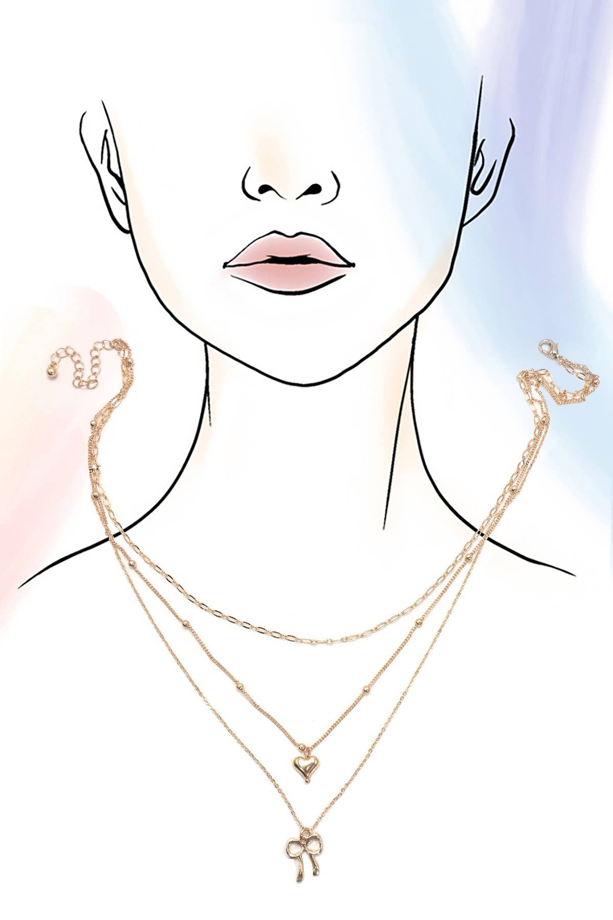 Multi-Layer Boa & Heart Charm Necklace