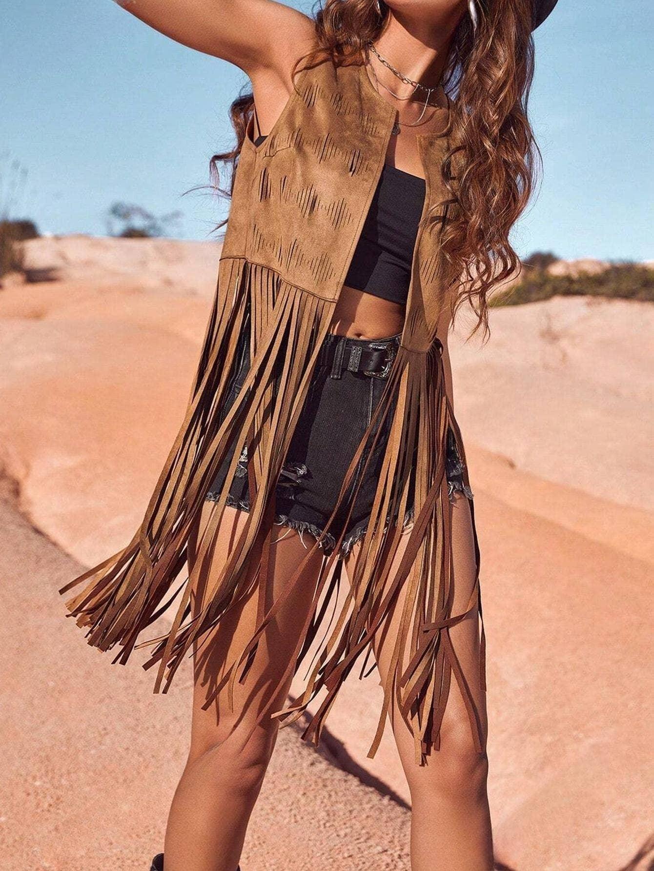 Western Boho Cowgirl Tassel Midi Vest Jacket - Southern Sassy Boutique