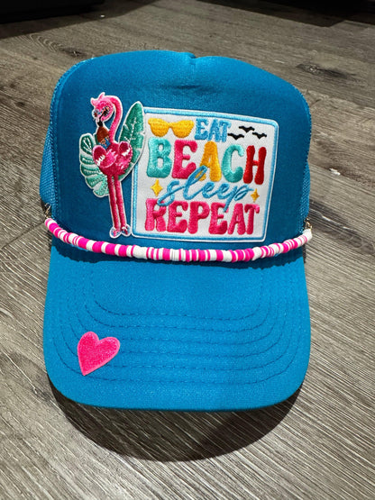 Eat, Beach, Sleep, Repeat Trucker Hat - Southern Sassy Boutique