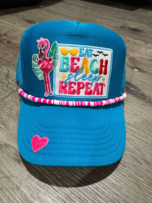 Eat, Beach, Sleep, Repeat Trucker Hat - Southern Sassy Boutique