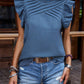 Crinkle Pleated Ruffle Mock Neck Top