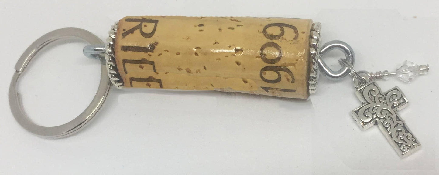 Cross Charm Braid Design Keychain - Southern Sassy Boutique