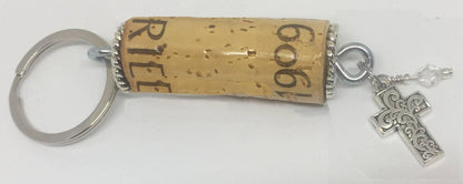 Cross Charm Braid Design Keychain - Southern Sassy Boutique