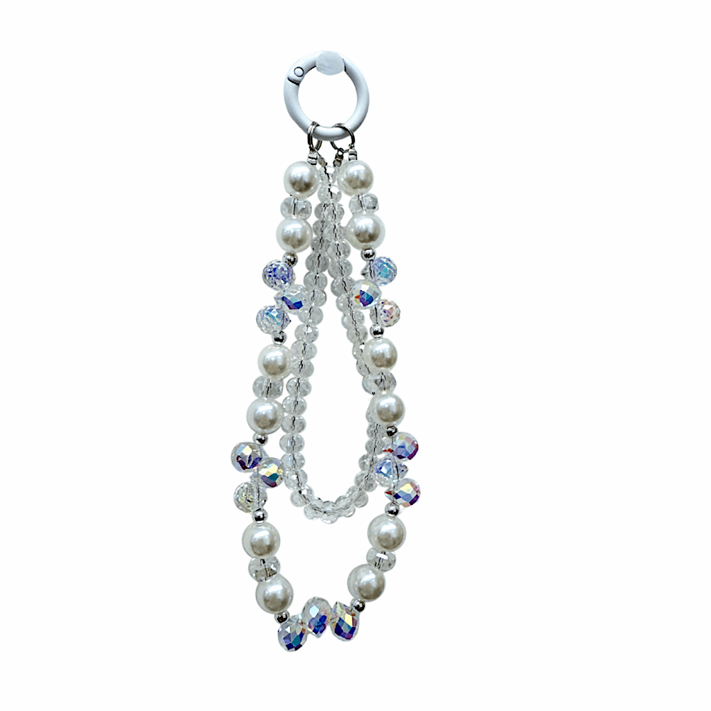 Crystal & Pearl Phone Charm Strap Keychain