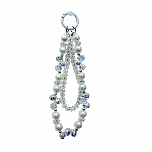 Crystal & Pearl Phone Charm Strap Keychain