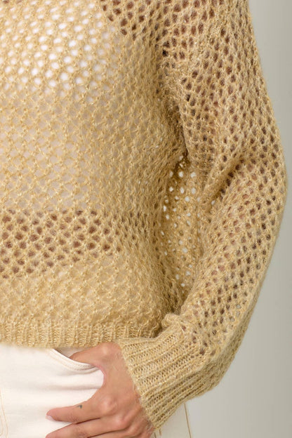 Metallic Net Pullover Sweater - Southern Sassy Boutique