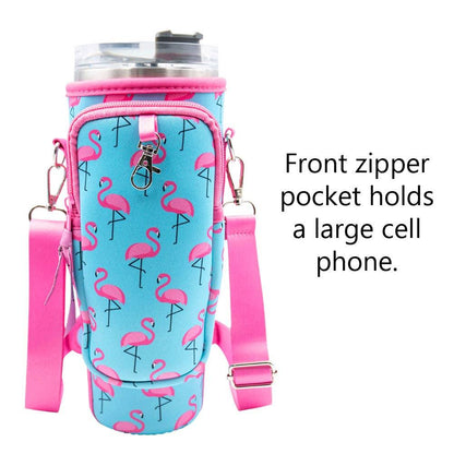 40 oz Tumbler "Handle" Bag - Flamingos - Southern Sassy Boutique