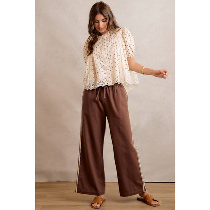 Polka Dot Cotton Lace Trim Blouse