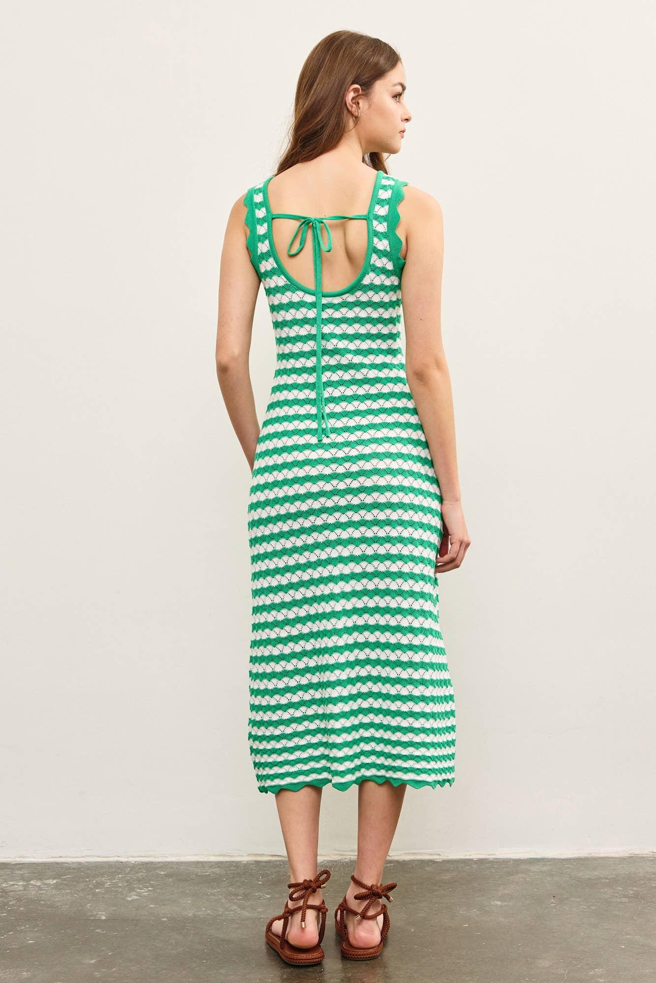 SCALLOP EDGE SLEEVELESS SWEATER DRESS - Southern Sassy Boutique