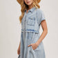 DENIM BUTTON DOWN SHIRT MINI DRESS