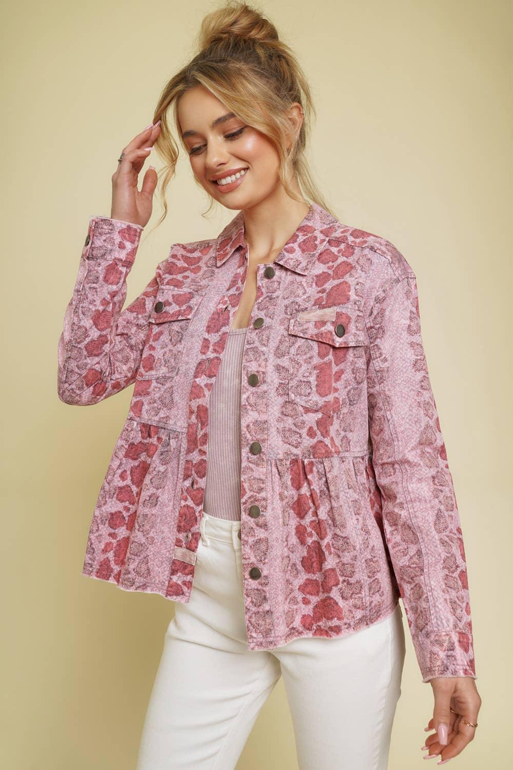 Animal Print Peplum Jacket - Southern Sassy Boutique