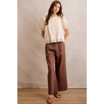 Polka Dot Cotton Lace Trim Blouse