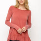 Ruffle Hem Long Sleeve Top