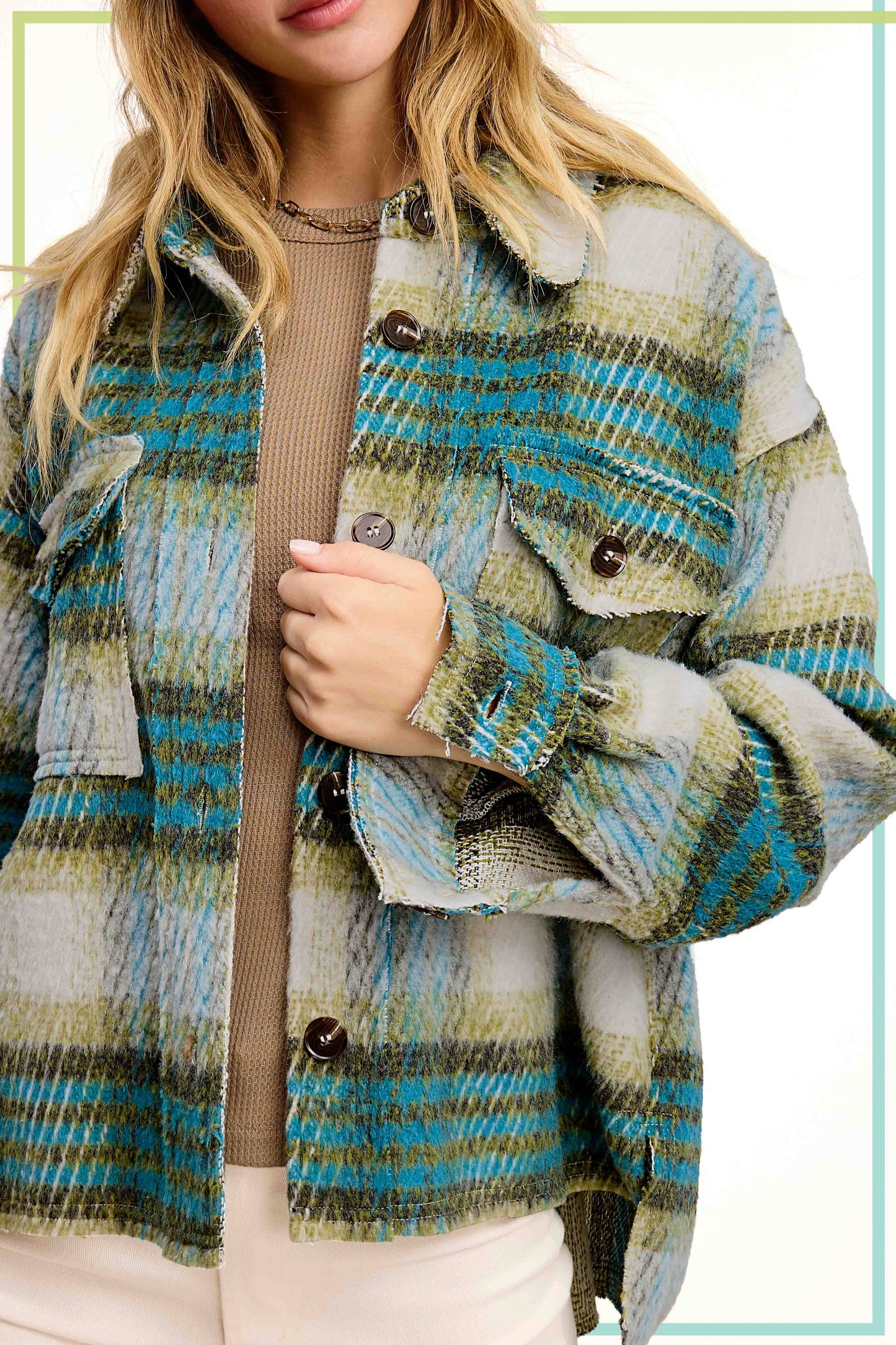 Plaid Patterned Soft Brushed Button-Down Jacket