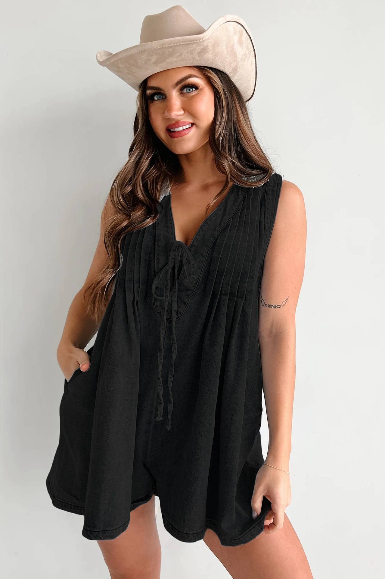 Sleeveless Top & Shorts Denim Jumpsuit