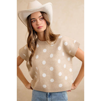 Polka Dot Knit Sleeveless Sweater