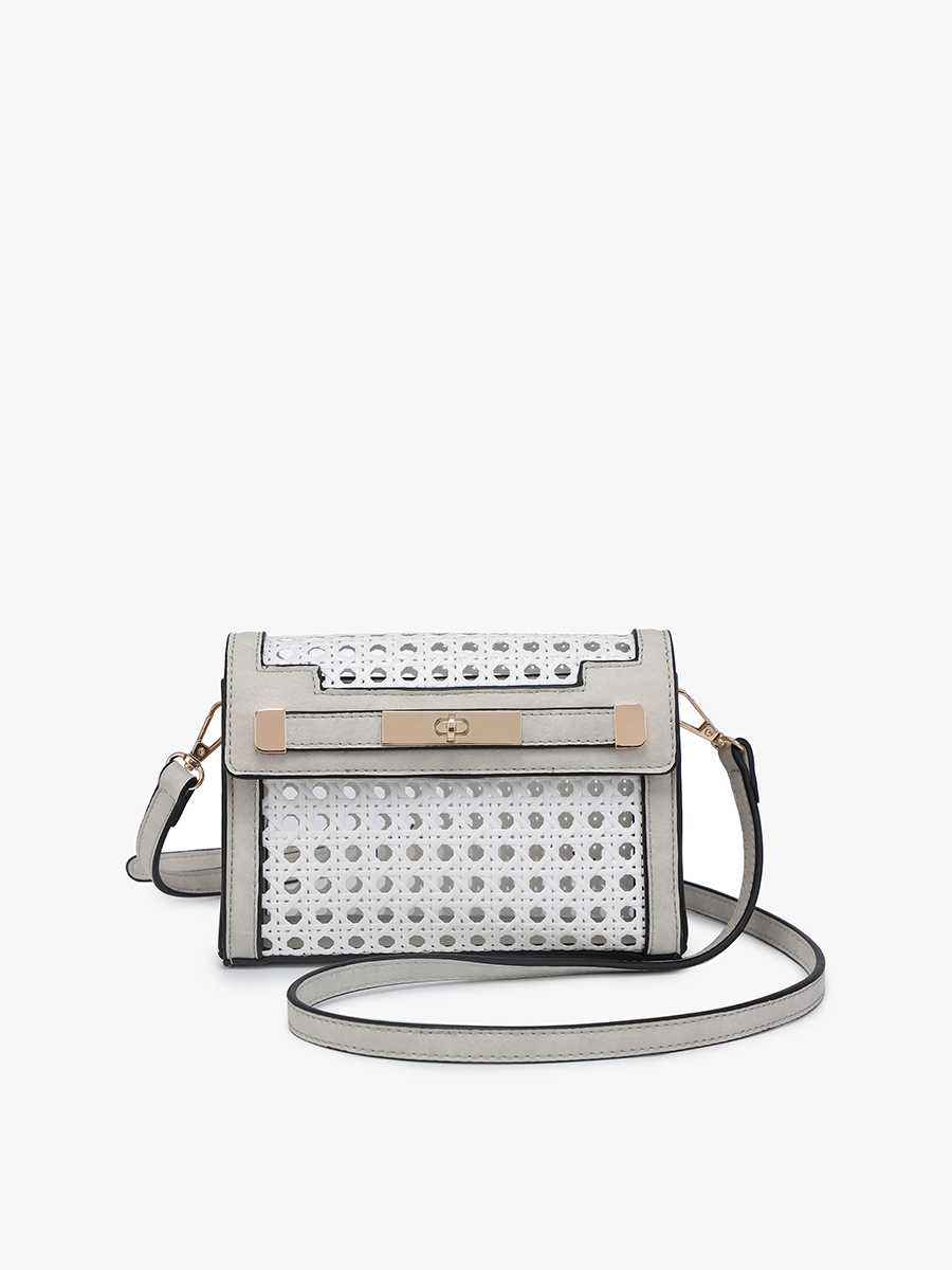 Etta Rattan Crossbody w/ Vegan Leather Accents
