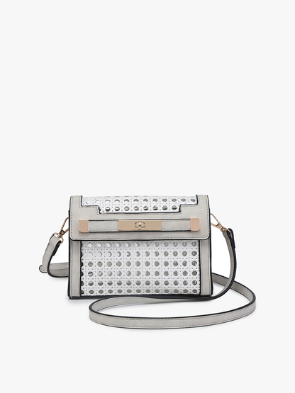 Etta Rattan Crossbody w/ Vegan Leather Accents