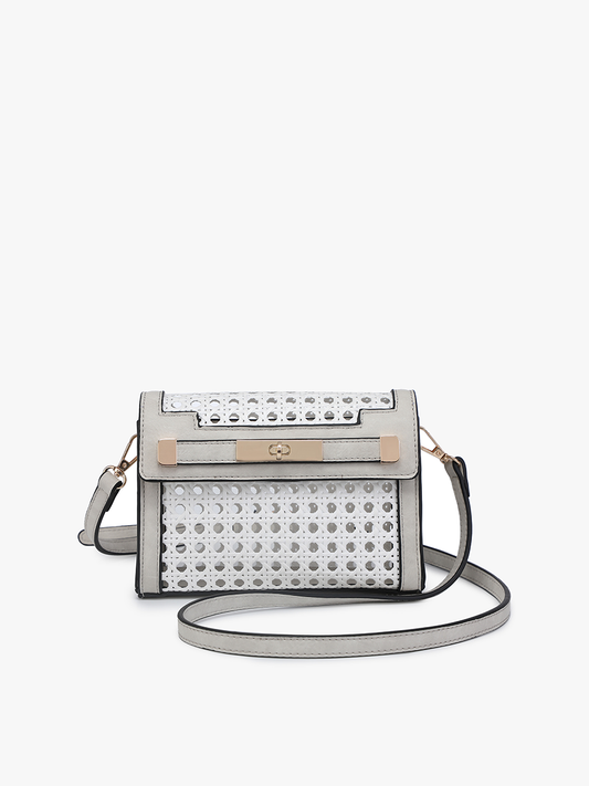 Etta Rattan Crossbody w/ Vegan Leather Accents
