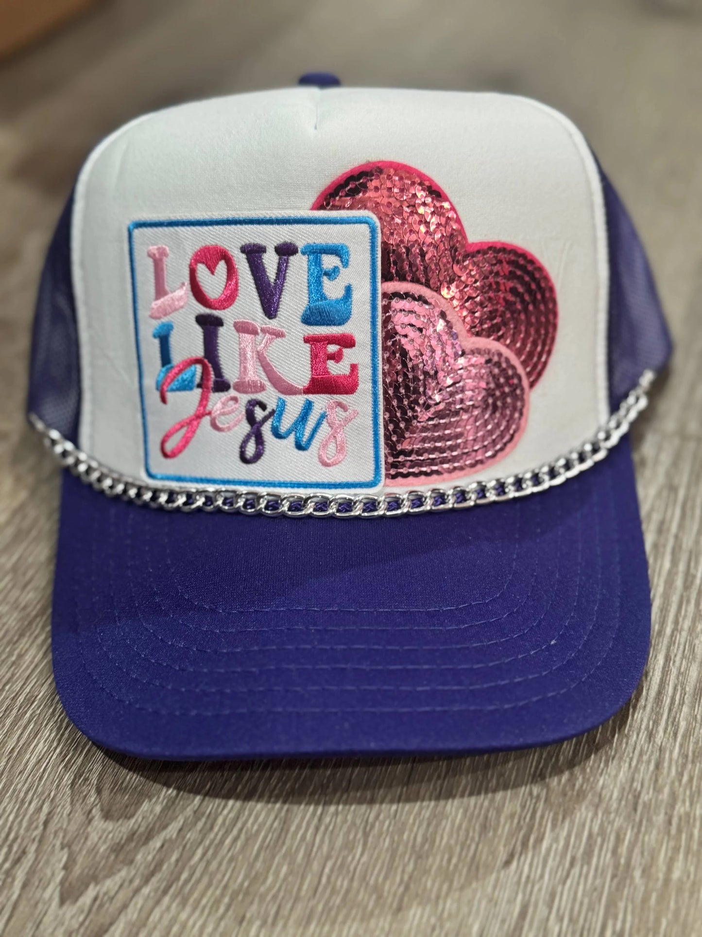 Love Like Jesus Purple & White Trucker Hat - Southern Sassy Boutique