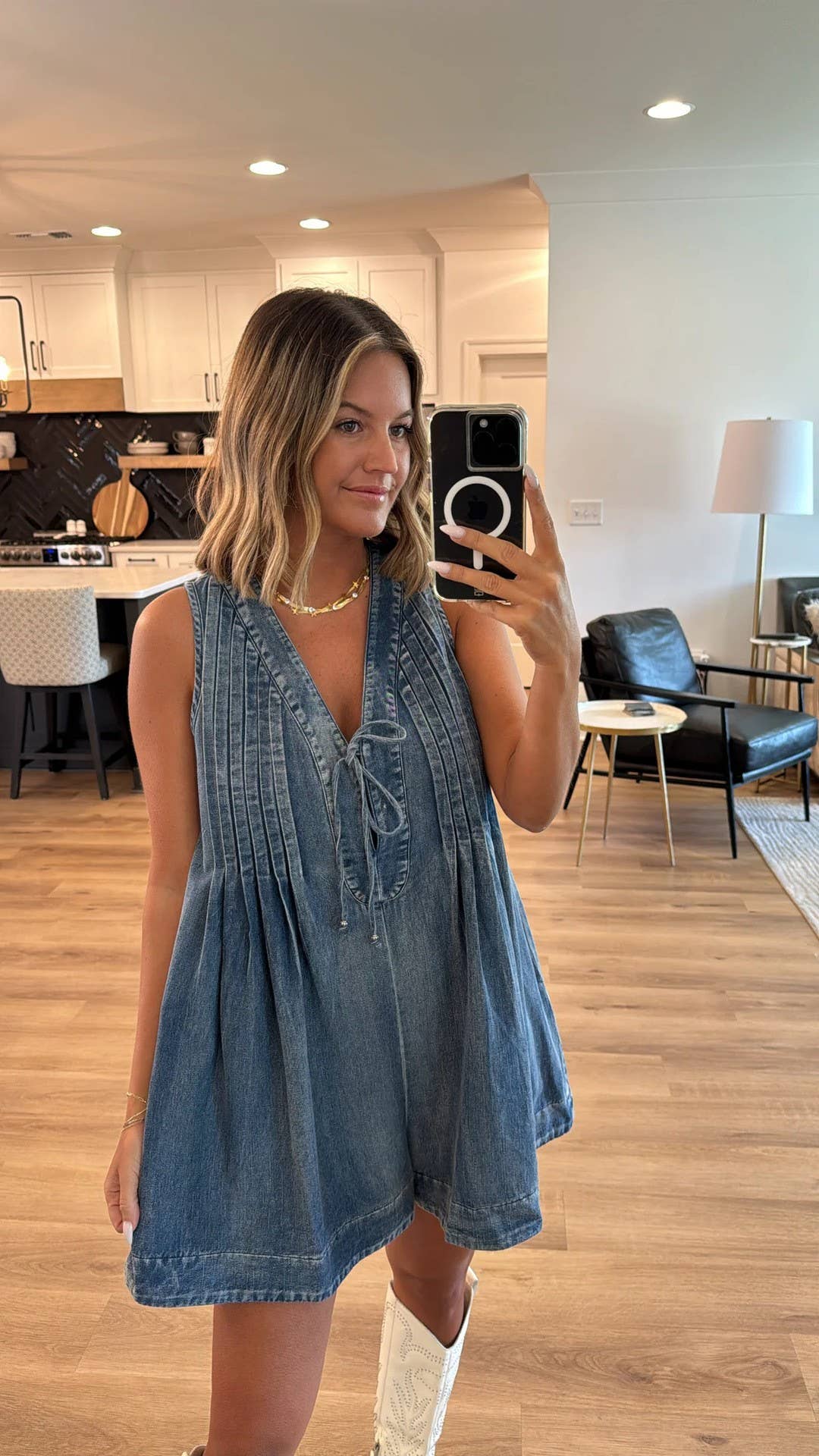 Sleeveless Top & Shorts Denim Jumpsuit