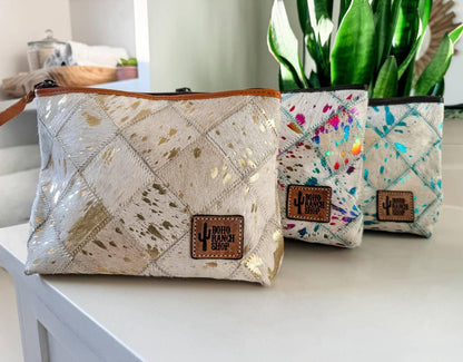Western Cowhide Makeup Bag Travel - Southern Sassy Boutique