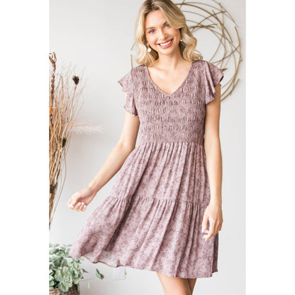 Floral V Neck Tiered Dress - Southern Sassy Boutique