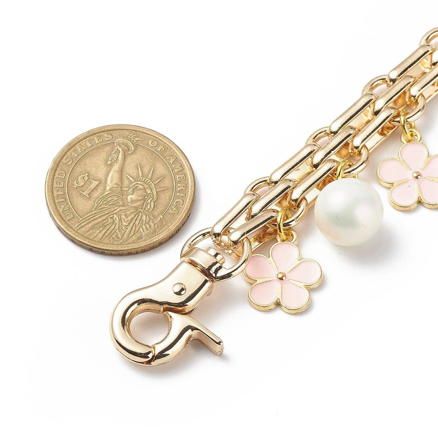 Elegant Pearl Flower Pendant Bag Extender Chain DP25H629