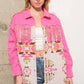 Aztec Contrast Frayed Shirt Jacket