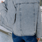 Scallop Trim Collar Patched Pocket Denim Jacket