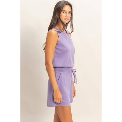 Drawstring Waist Sleeveless Romper