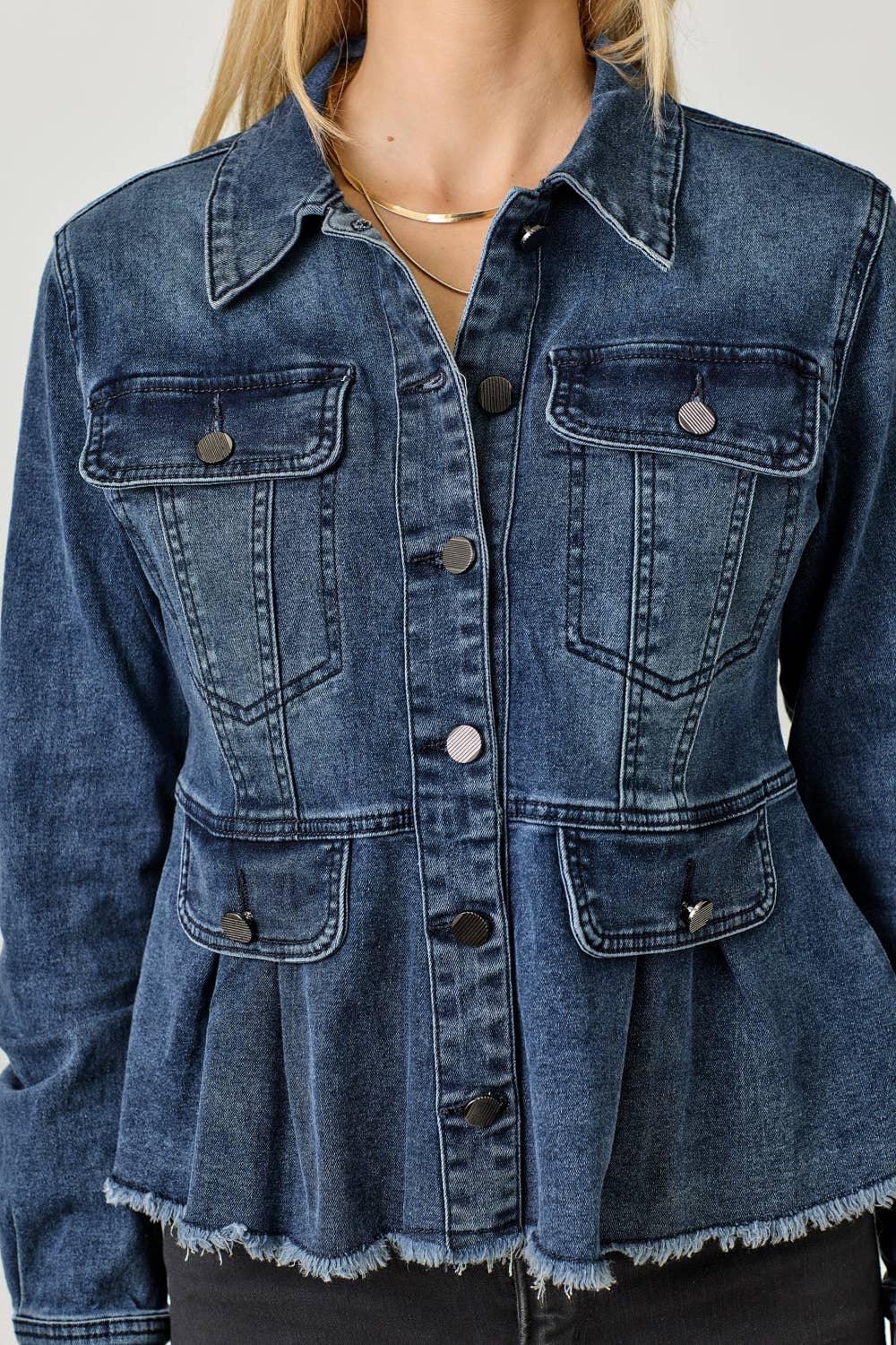 Washed Denim Peplum Jacket - Southern Sassy Boutique