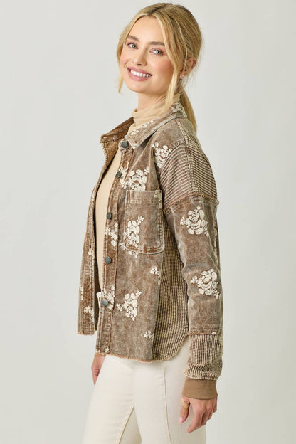 Flower Embroidery Hoodie Jacket