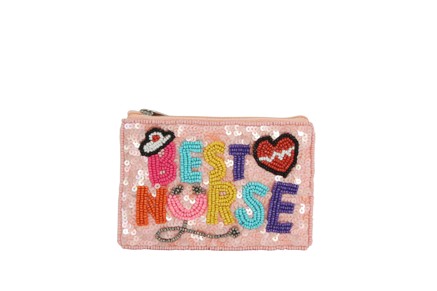 Ladies Fully Beaded BEST NURSE Themed Coin Purse