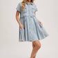 DENIM BUTTON DOWN SHIRT MINI DRESS