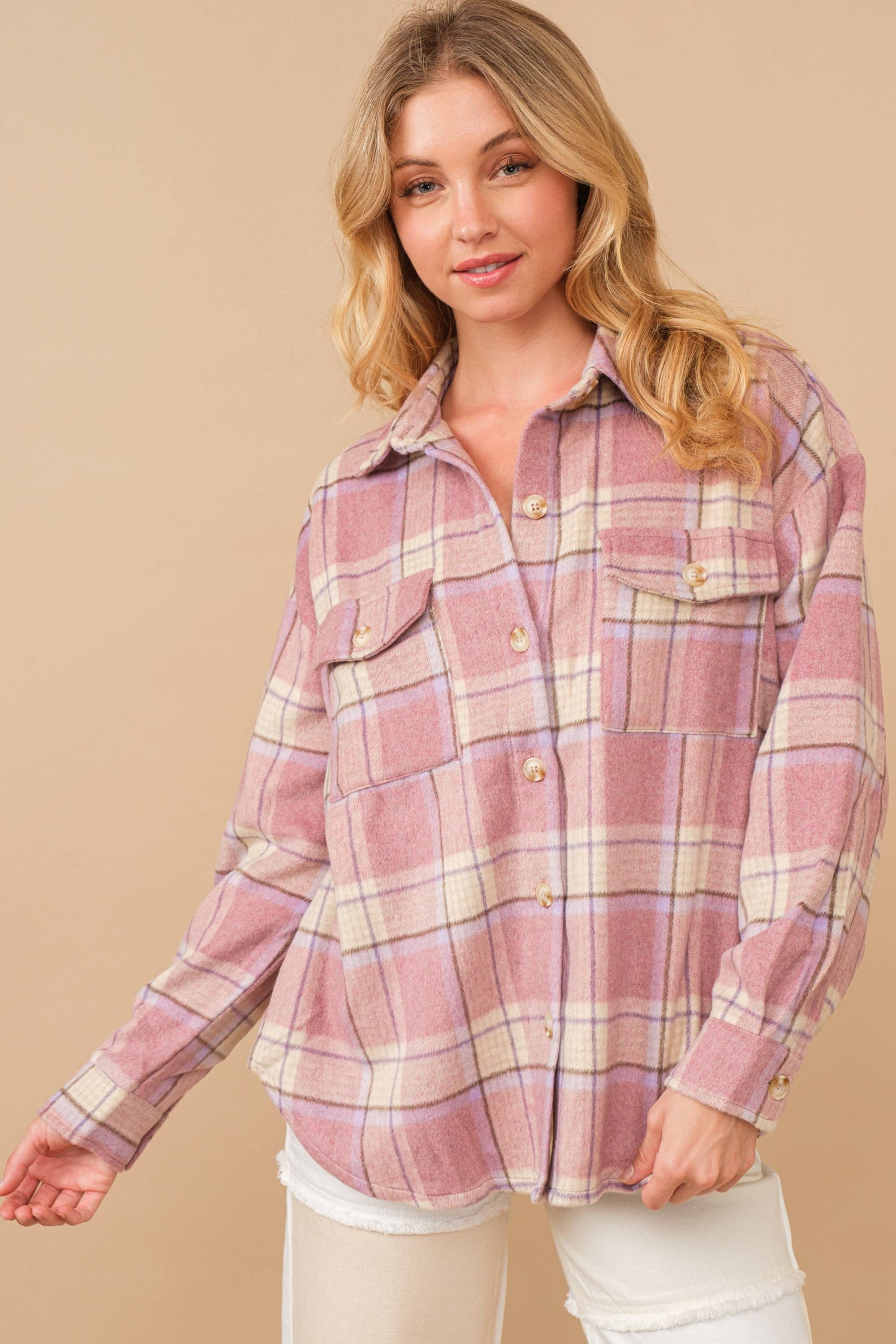 Plaid Button Up Chest Jacket