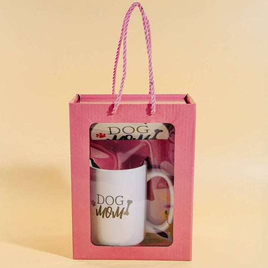 Dog Mom 15 Oz Mug With Matching Coaster Gift Set