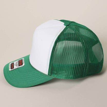Two-Tone Mesh Back High Crown Foam Trucker Hat - Southern Sassy Boutique