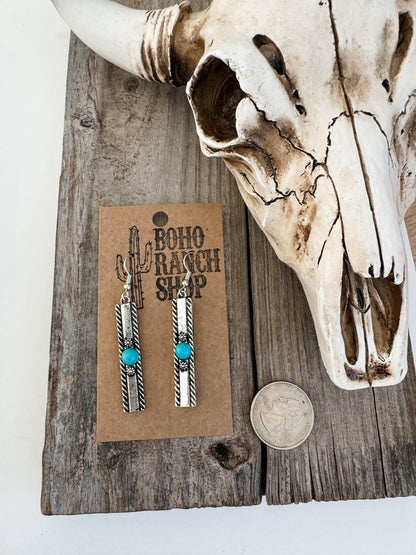 Metal Bar With Colored Stone Earrings - Southern Sassy Boutique