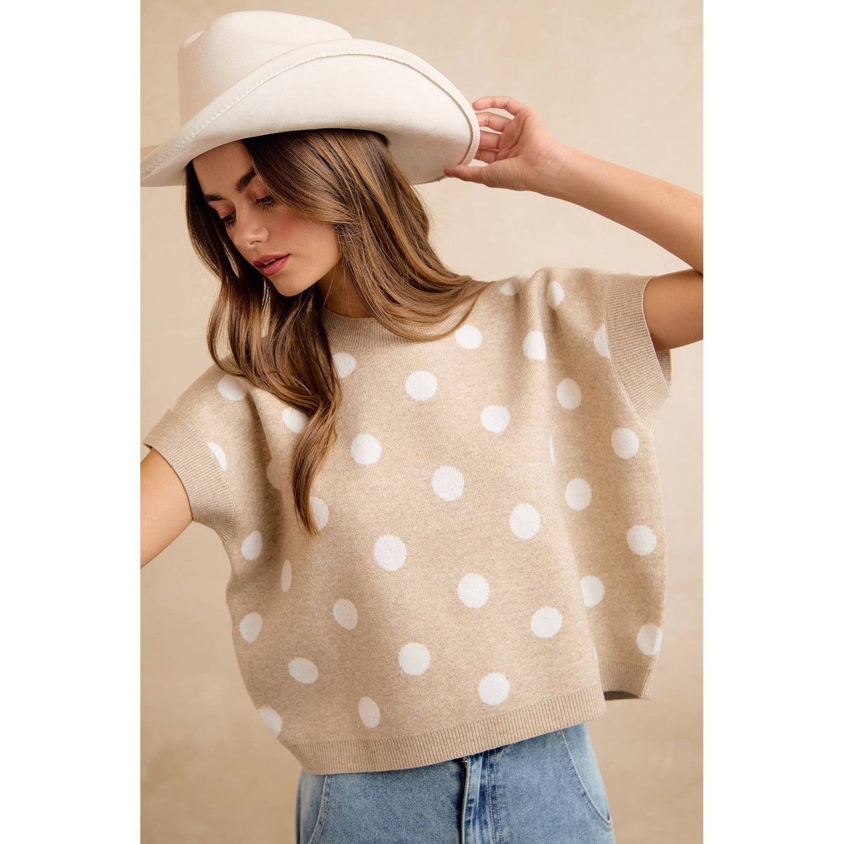 Polka Dot Knit Sleeveless Sweater
