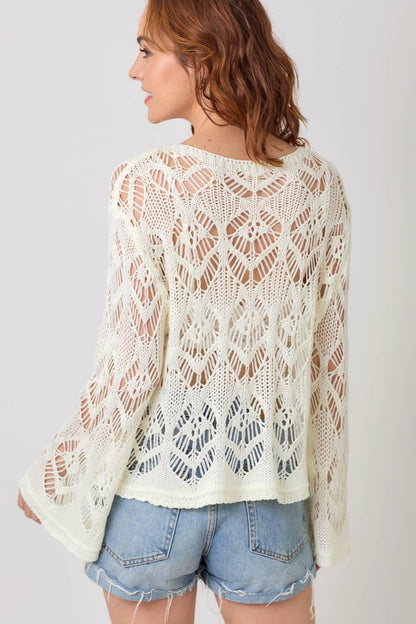 Crochet Knit Sweater Top - Southern Sassy Boutique
